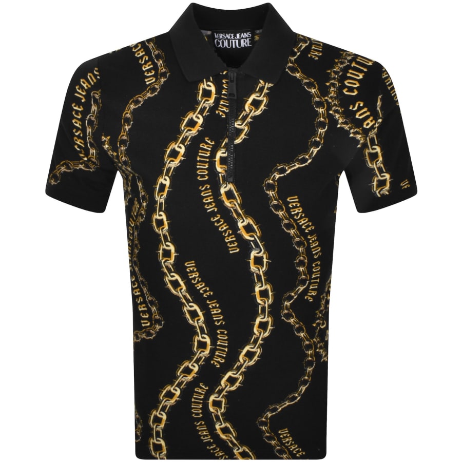 Versace Jeans Couture Chain Polo T Shirt Black Mainline Menswear